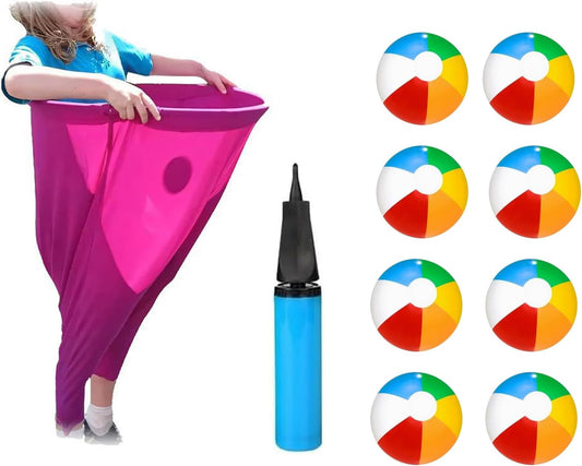 Grandma Pants Courtyard Game, Giant Outdoor Leisure Throwing Competition, Grandma Courtyard Game Pants, Team Relay Family Reunion Party Outdoor Game Set with 8 Elastic Balls and 1 Air Pump