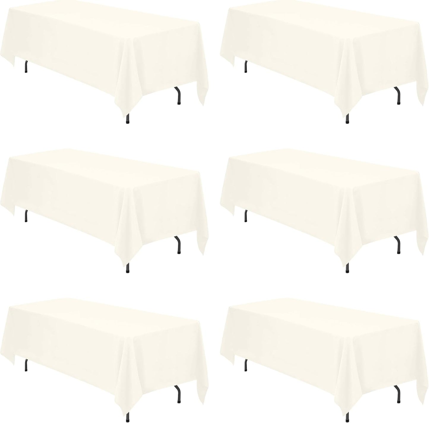 BRILLMAX 6 Pack Ivory Tablecloths 70 x 120 Inch for 6ft or 8ft Rectangle Tables - Rectangular Bulk Linen Polyester Fabric Washable Cloth Cover for Wedding Reception Banquet Birthday Party
