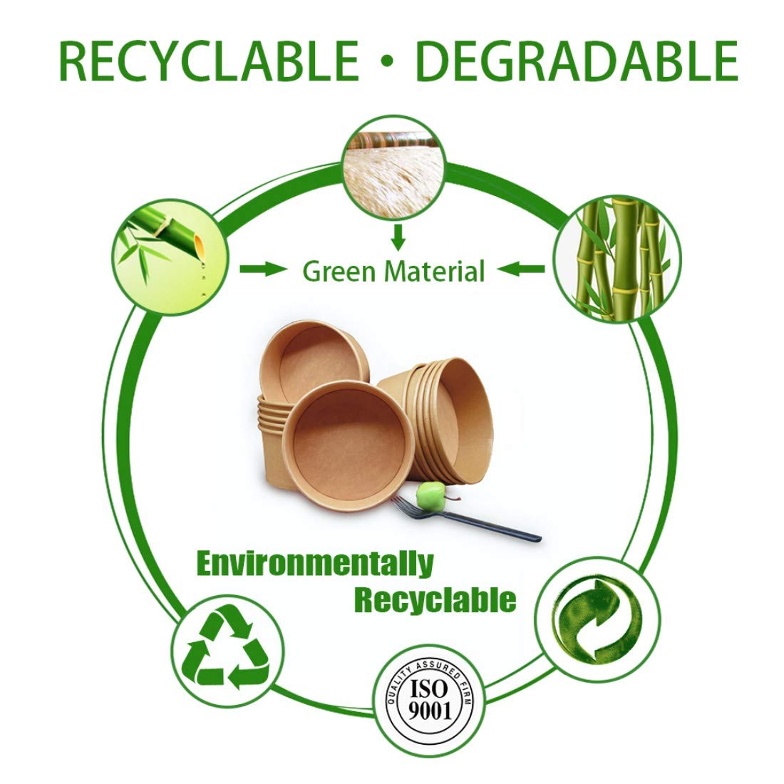 50 Pack 25 Oz Large Paper Bowls with Lids, Disposable Soup Serving Bowls Bulk Party Supplies for Hot/Cold Food, Soup (25 OZ)