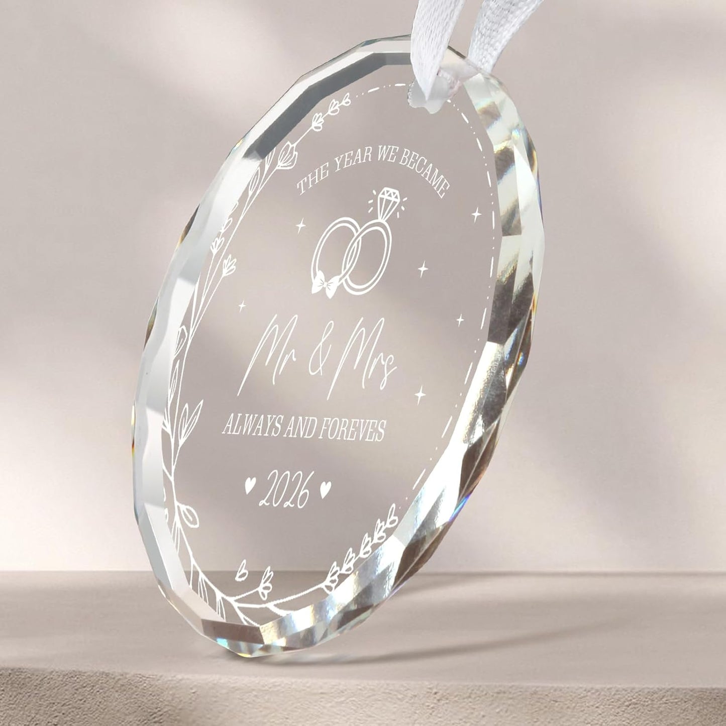 Wedding Gifts Mr and Mrs Gifts 1st Wedding Bridal Shower Gift for Couples Newlyweds Bride 2026 Glass Ornament 2026