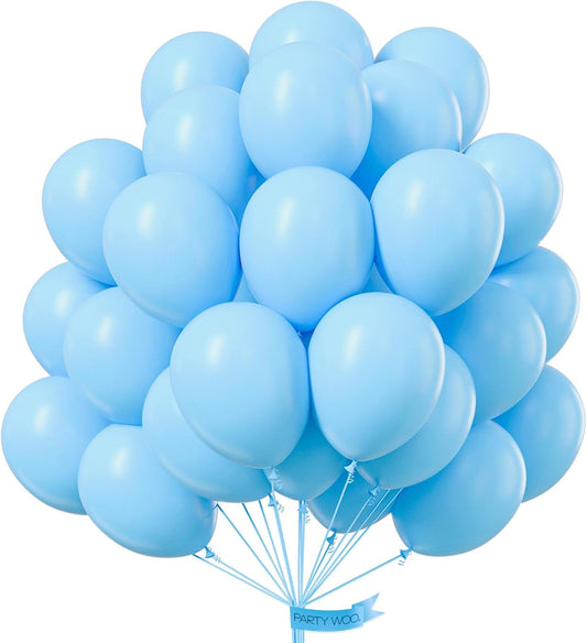 PartyWoo Light Blue Balloons 50 pcs 12 Inch Baby Pastel Sky Aqua Blue Latex Helium Balloons for Graduation Baby Shower Gender Reveal Wedding Under the Sea Birthday Party Decorations Blue-Y4
