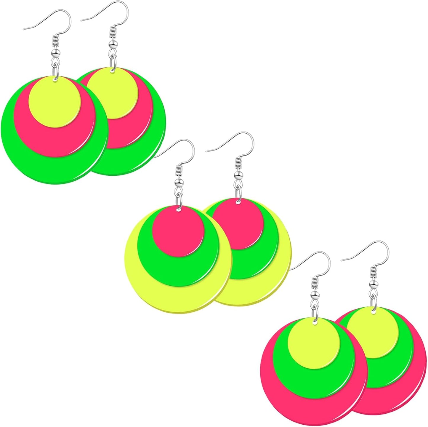 80s 90s Neon Earrings for Women Retro Cassette Tape Hoop Earring Candy Color Lightweight Acrylic Stud Dangle Earrings for 80S Costume Outfits Dancing Glow Party Accessories