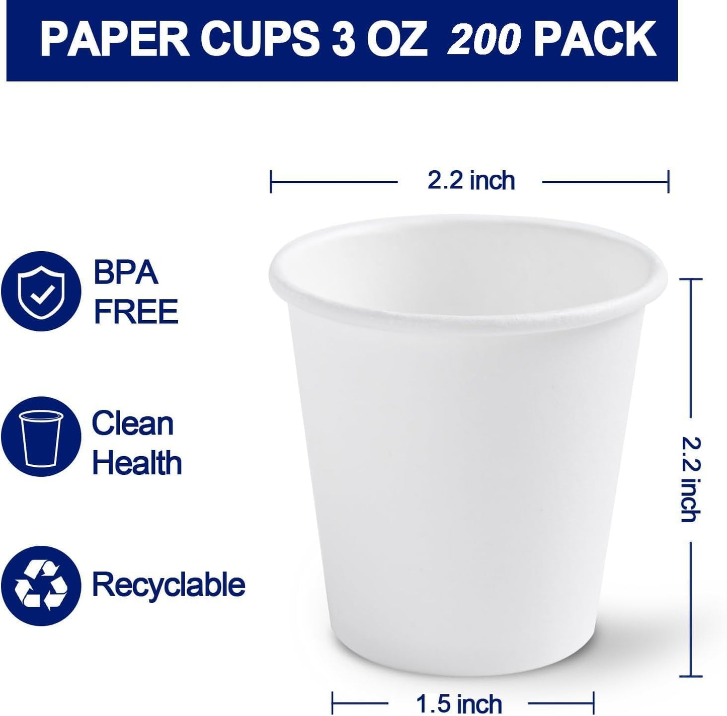 100 Pack 3 oz Paper Cups White, Small Mouthwash Cups 3 OZ, Mini Disposable Bathroom Cups, Paper Cups 3 Ounce for Bathroom, Supermarket, Birthday Party, Travel, Events, Picnic, BBQ