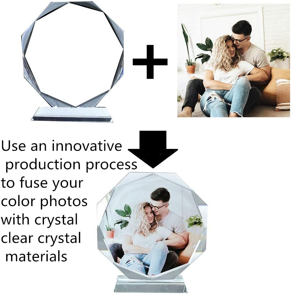 FANF&YKPY Personalized Crystal Glass Custom Color Photo Desktop Decorative Photo Frames, Birthdays, Wedding Gifts,Gift for Girlfriends, Husbands,Wife,Couple,Friends,Child