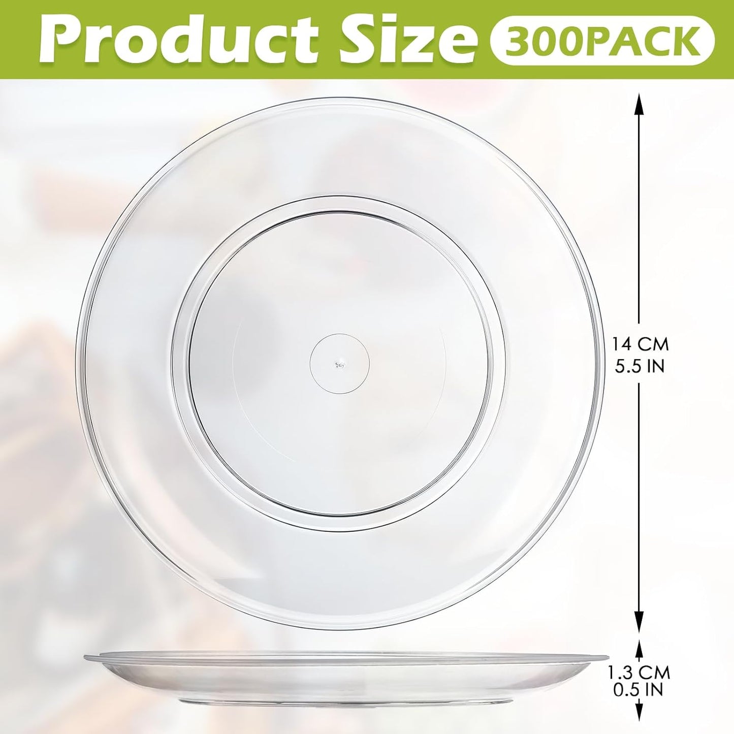 Mimorou 300 Pcs Clear Plastic Dessert Plates 5.5 Inch Disposable Cake Plates Small Party Dishes Bulk Clear Round Dishes for Wedding Dinner Appetizers BBQ Travel Catering Events