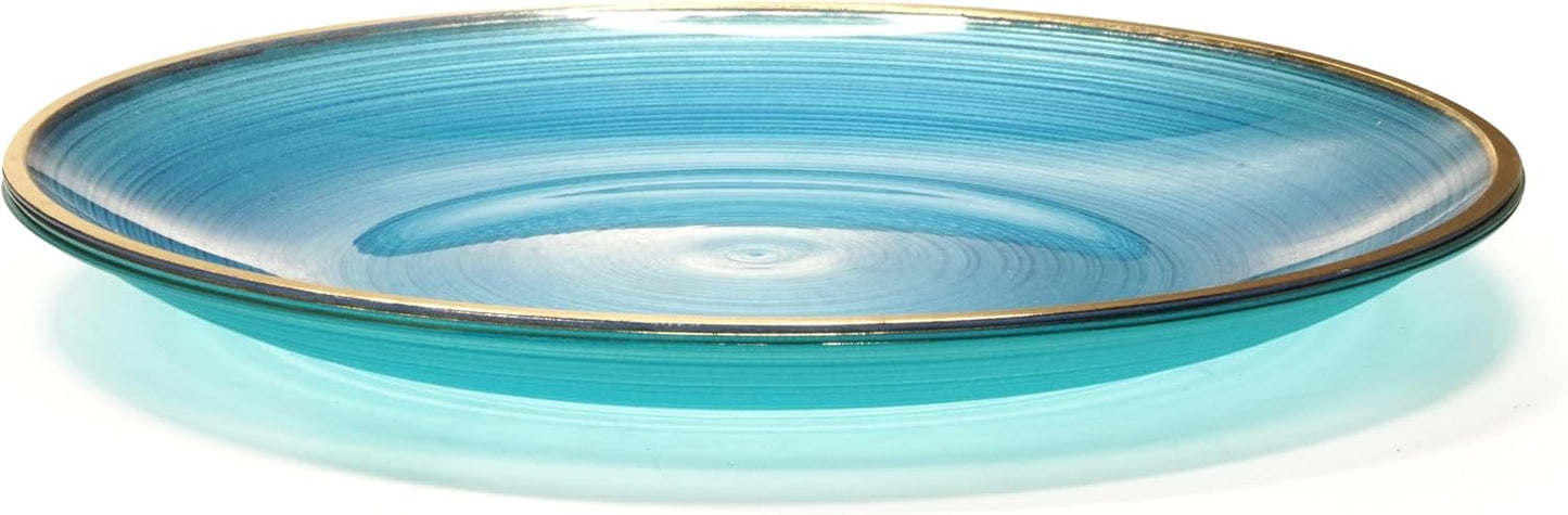 " OCCASIONS " 50 Plates Pack (25 Guests)-Wedding Party Disposable Plastic Plate Set -25 x 10'' Dinner + 25 x 7'' Salad & Dessert plates (Belize in Blue & Gold)