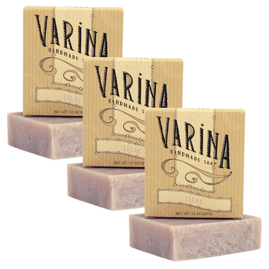 Natural Lilac Bar Soap - Gentle Cleansing for Sensitive Skin, Floral - 3 Pack