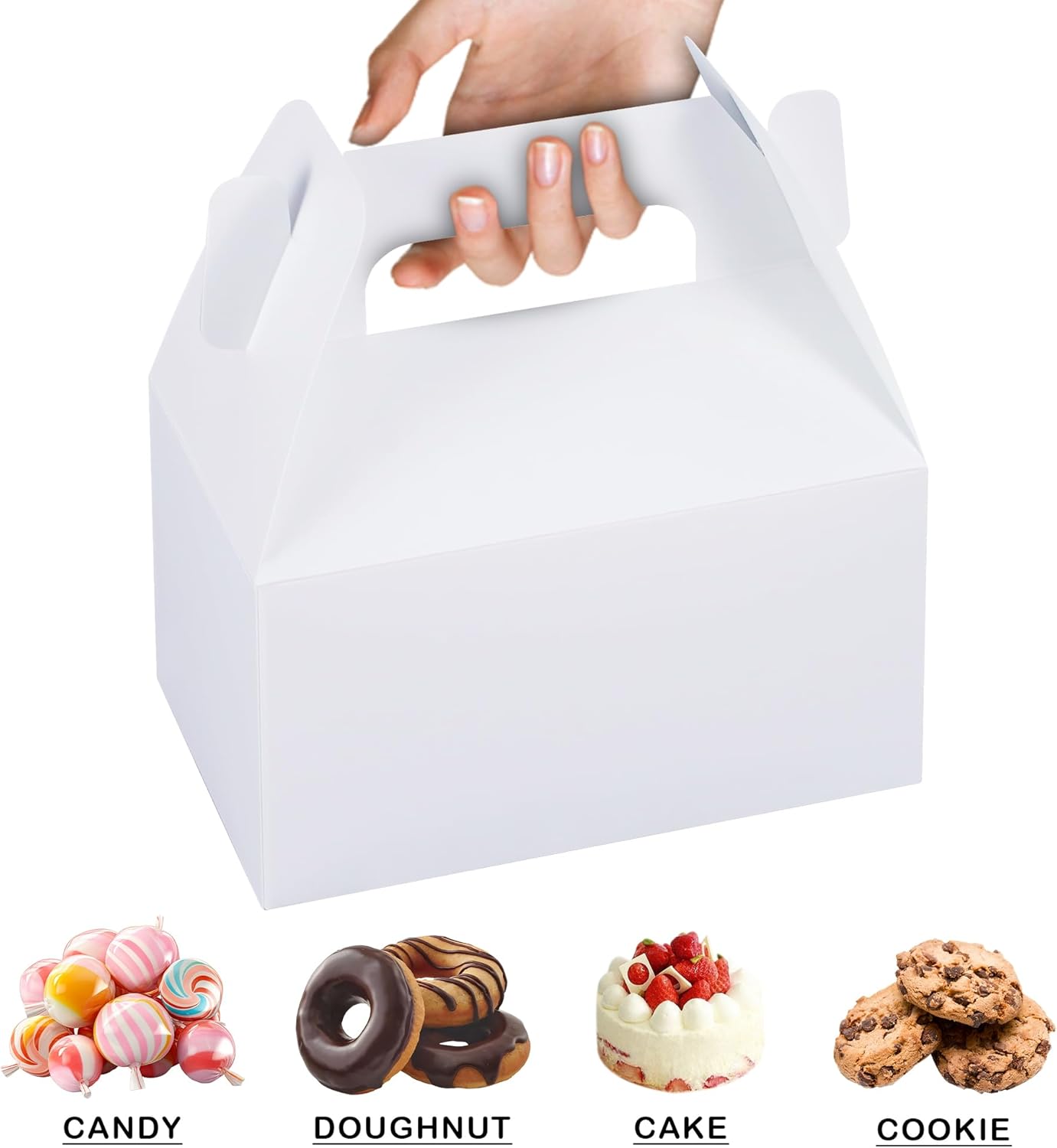 XAGLVV 24 Pack White Gable Boxes with Handles Goodie Party Favor Gift Boxes for Wedding Birthday Baby Shower Graduation Christmas Party Favors