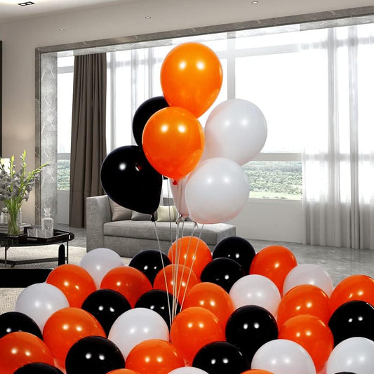 300 Pack Orange Black and White Balloons - 5 Inch Mini Orange Black and White Latex Small Balloons - 100 of Each of 3 Colors for Halloween Party Balloon Arch Garland Assorted Colors Decorations