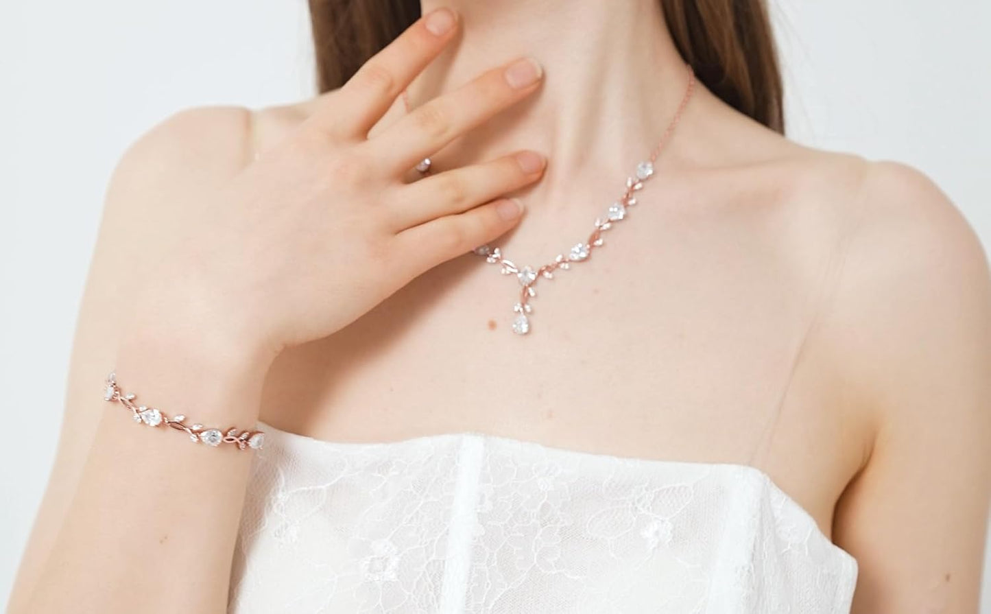 GZWHD Wedding Jewelry Sets for Bride Bridesmaid Women Cubic Zirconia Necklace Earrings Bracelet Set Gift for Mother Friend Wife Daughter Sister Party Prom Jewelry