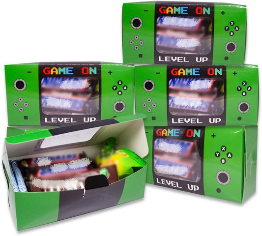 Shescrzionu Video Game Party Favors Boxes 12 PCS-Perfect Gamer Party Favor Boxes with Window, Game On Birthday Decorations Video Game Birthday Decorations,Game Bags,Video Game Gifts Aa14