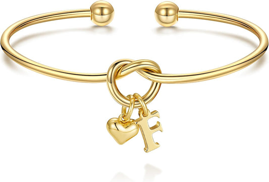M MOOHAM Christmas Gifts for Women Teen Girls - Knot Initial Bracelets for Women, Bridesmaid Gifts Bridesmaids Proposal Gift Dainty Knot Letter A-Z Heart Initial Bracelet Jewelry Friendship Bracelets