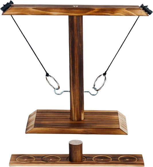 Ring Toss Game, Ring Throwing Game with Shot Put, Hook and Ring Throwing Game for Adults Kids, Fun Hook and Ring Game with Ladder