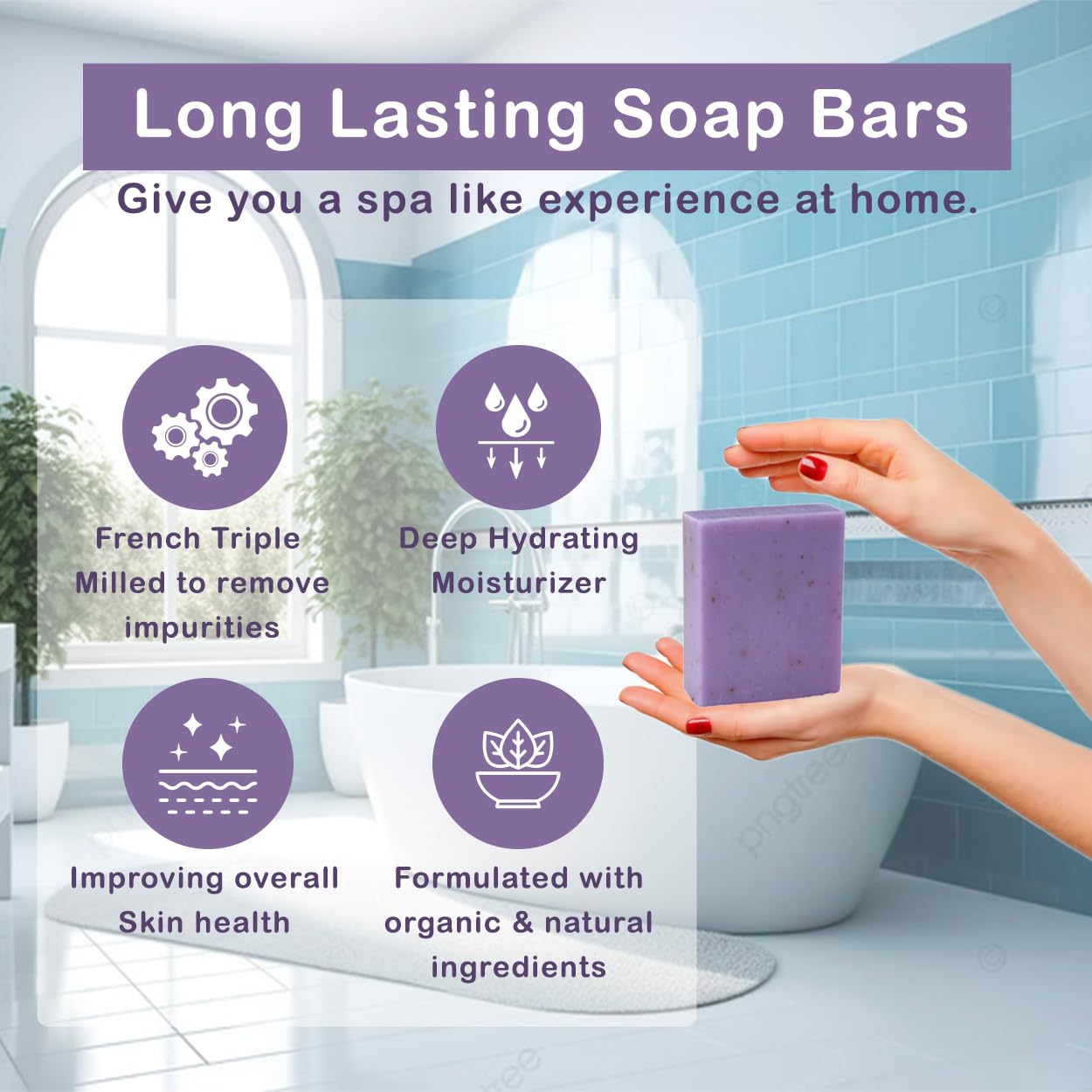 Simple Scents Australia Lavender with Flowers Scented Natural Soap Bars (12 Bars), 3.5oz Moisturizing French Triple Milled Soap Bars Enriched with Shea Butter - Pure Plant Oil Bath & Body Bars