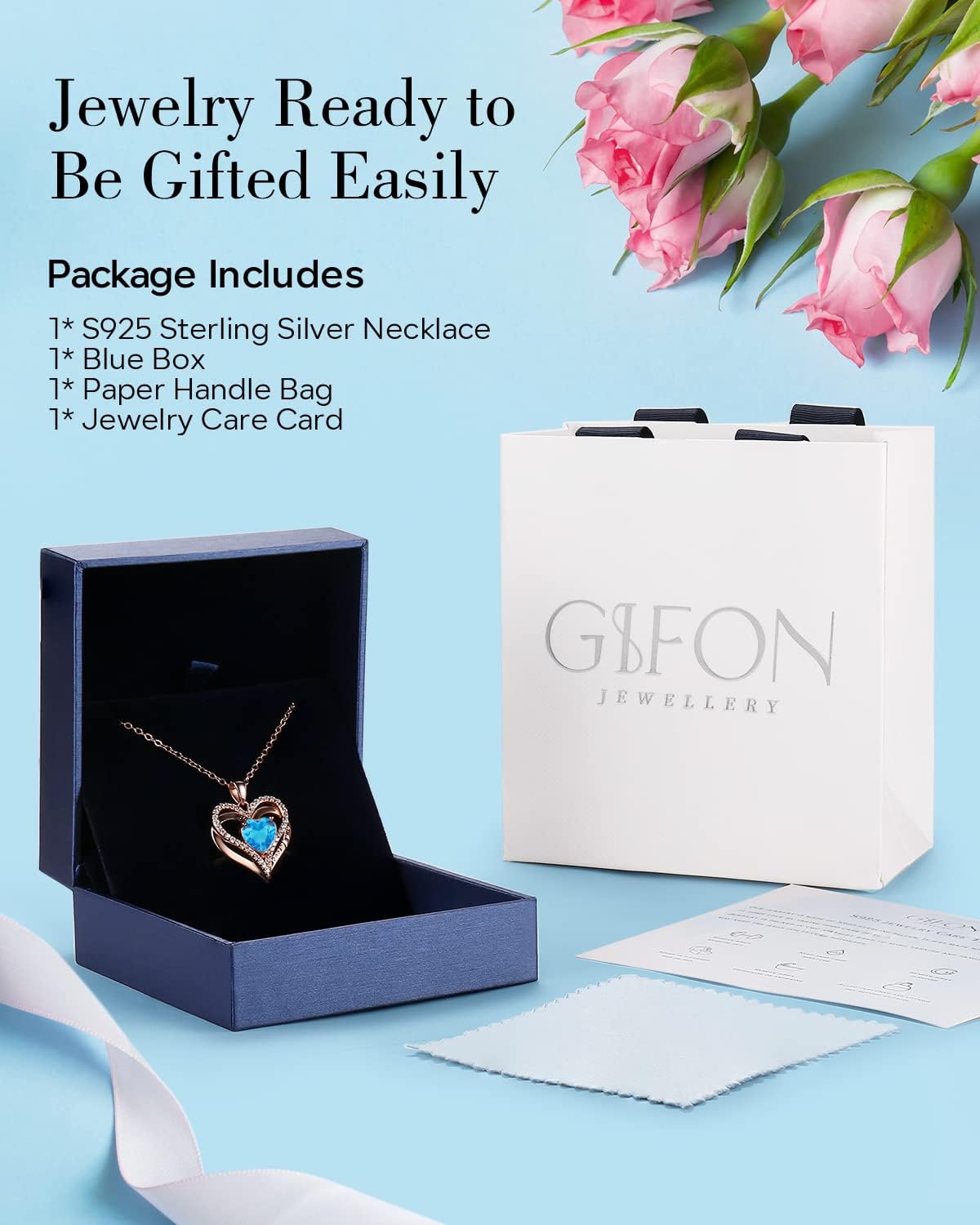 S925 Sterling Silver Necklace for Women, Wife Jewelry Rose Gold, Mom Birthday Valentines Mothers Day Gifts, Girlfriend Necklaces, Daughter Heart Jewel, Anniversary for Her