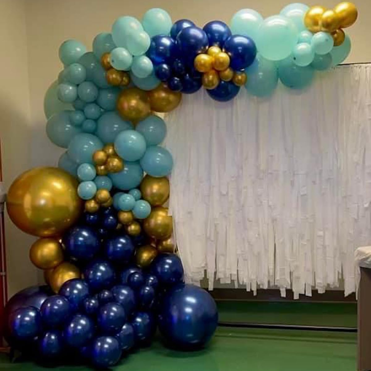 Blue Balloon Arch Kit, 147 Pcs Metallic Macaron Light Navy Blue Balloons Garland with Confetti for Baby Shower Birthday Wedding Ocean Themed Party Decoration