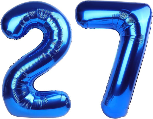 Navy Blue Number 27 Balloon 40 inch, 27 Number Balloons, 27th Navy Blue Birthday Decorations, 27 Year Old Women Men Blue Party Supplies