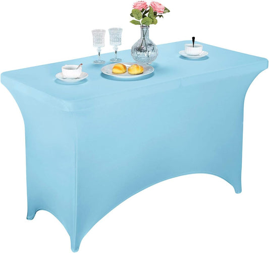 LZY Spandex Fitted Stretch Table Cover for 4ft or 6ft or 8ft Folding Table, Rectangular Cocktail Tablecloth, Perfect for Party or Banquet