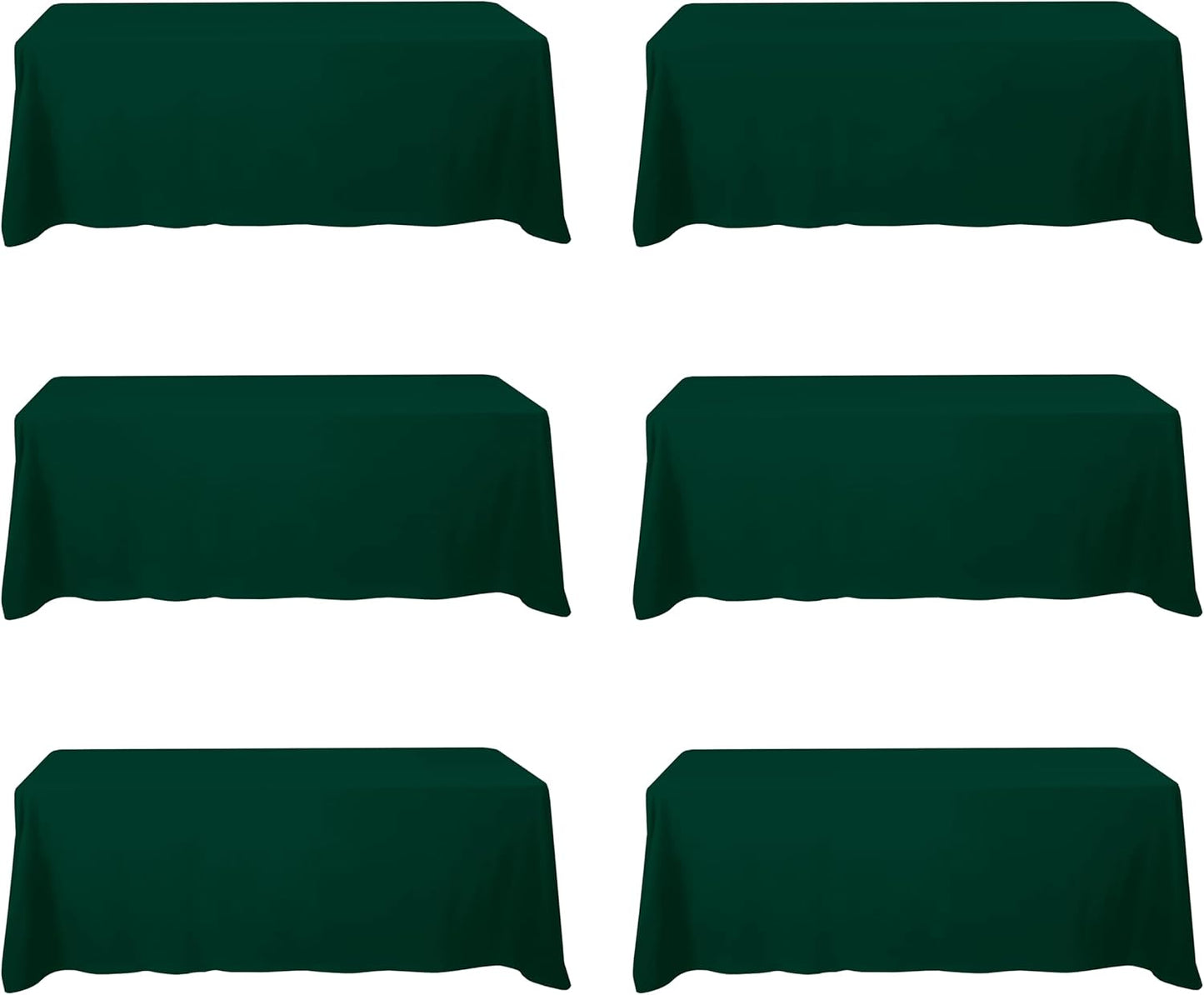 BRILLMAX 6 Pack Hunter Green Tablecloths for 8 Foot Rectangle Tables 90 x 156 Inch - 8ft Rectangular Bulk Linen Polyester Fabric Washable Cloth Cover for Wedding Reception Banquet Birthday Party