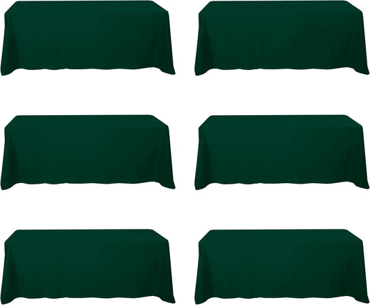 BRILLMAX 6 Pack Hunter Green Tablecloths for 8 Foot Rectangle Tables 90 x 156 Inch - 8ft Rectangular Bulk Linen Polyester Fabric Washable Cloth Cover for Wedding Reception Banquet Birthday Party