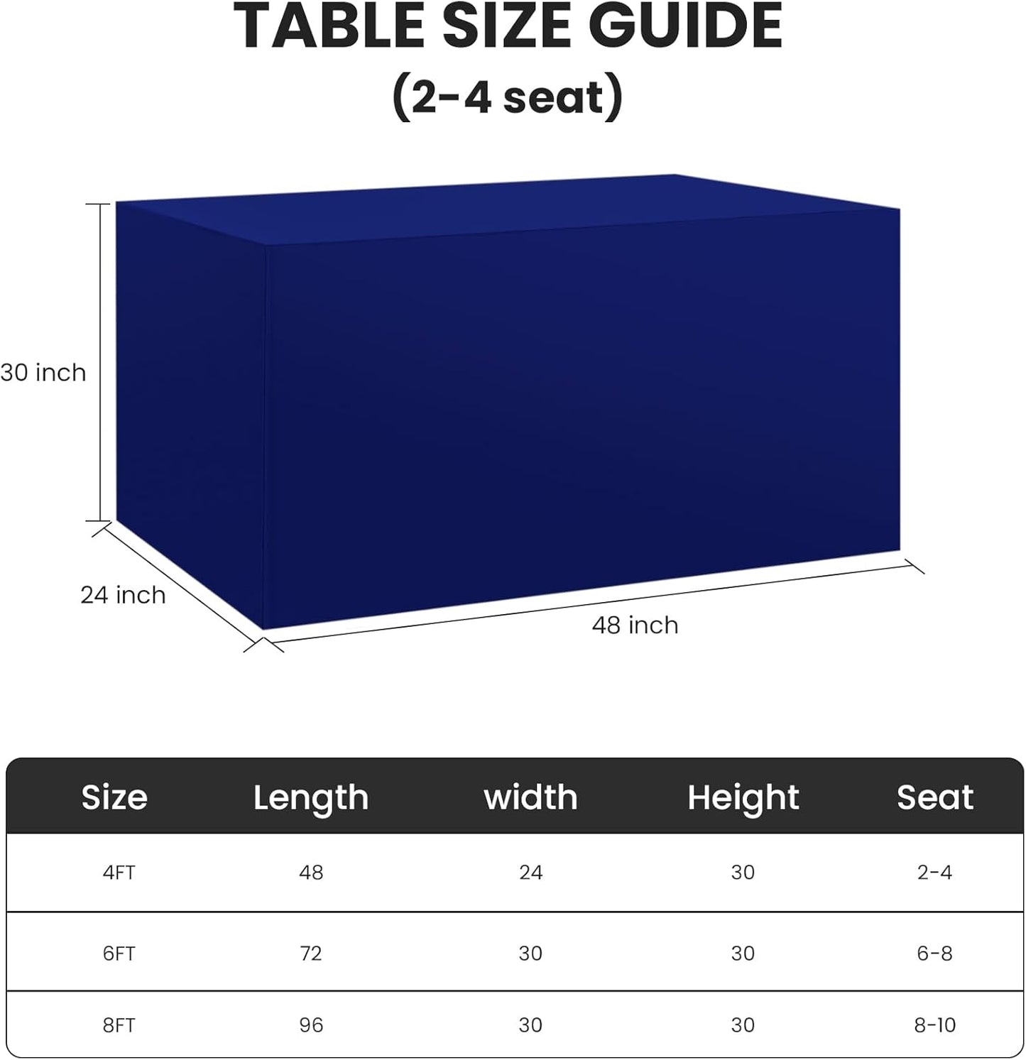 Ascoza 2 Pack Fitted Tablecloth for 4 Foot Rectangle 48 x 24 Inch Royal Blue Table Covers Water Resistant Polyester Cloth for Folding, Parties,Display, Trade Show (Royal Blue)