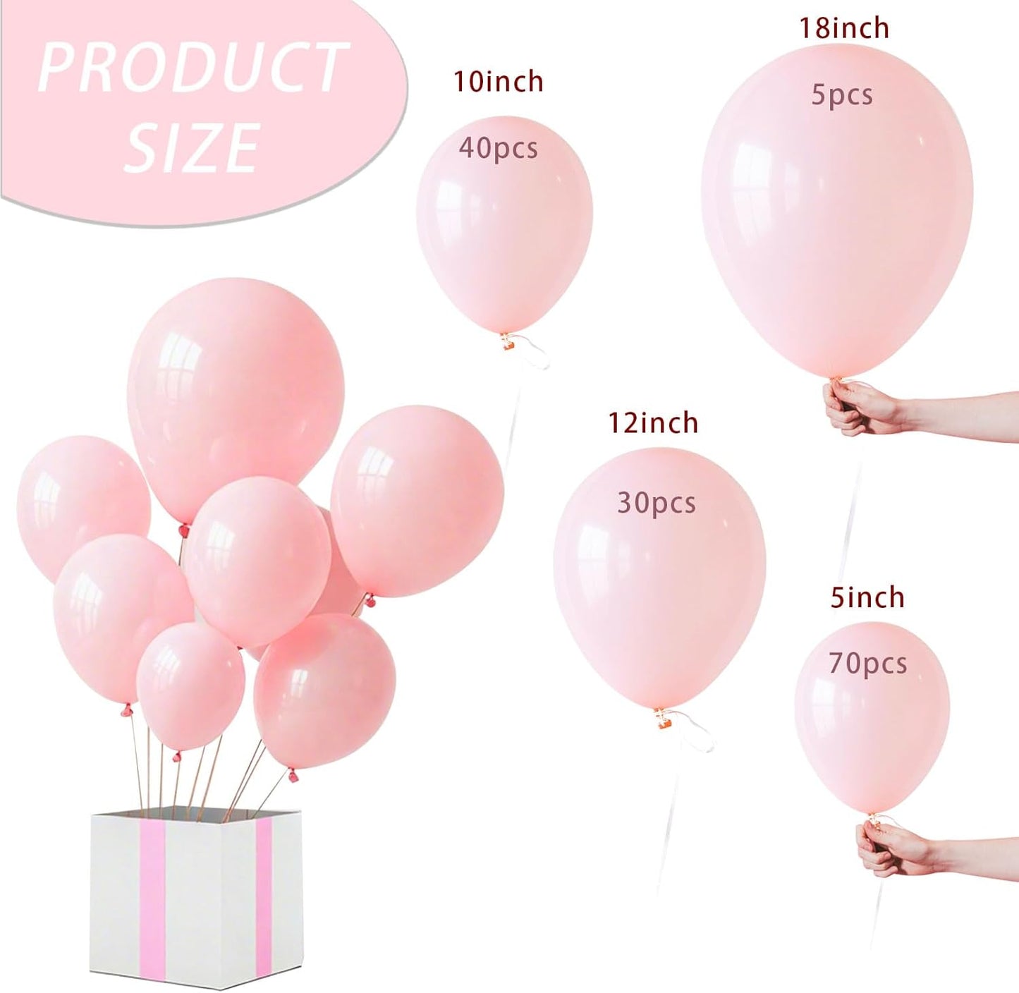 Pastel Pink Balloon,145pcs Latex Pale Pink Balloons Arch Kit Different Sizes 18 12 10 5 Inch,Macaron Pink Balloon Garland Arch for Women Girl Baby Shower Mothers Day Birthday Party Decoration