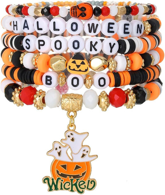 Friendship Bracelets for Women - Heishi Surfer Colorful Smile Evil Eye Clay Beaded Stretch Bracelets Elastic Layering - Stackable Boho Disc Y2K Aesthetic Summer Jewelry Set.