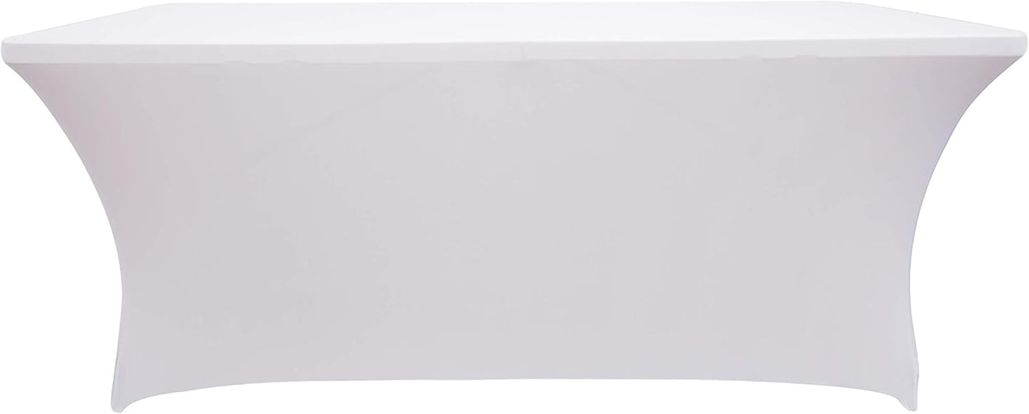 LZY 4 Pack Spandex Table Covers 6 Feet, Stretch/Fitted Table Covers for 6 Feet Folding Table, Rectangular Spandex Table Cloths for Wedding Party or Event (6FT-4PCS, White)