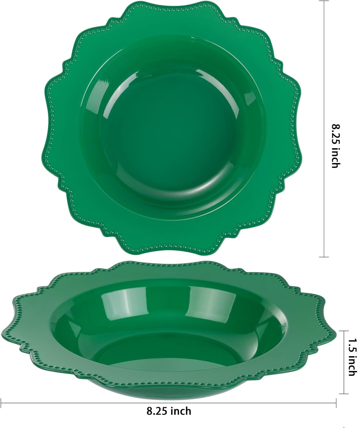 COLOSUS 60 Pack Green White Plastic Bowls, 12 oz Disposable Soup Bowls, Premium Plastic Dinner Bowls,Heavy-duty Dessert Salad Bowl for Party, Wedding, Dinner, Christmas, Thanksgiving, and Catering