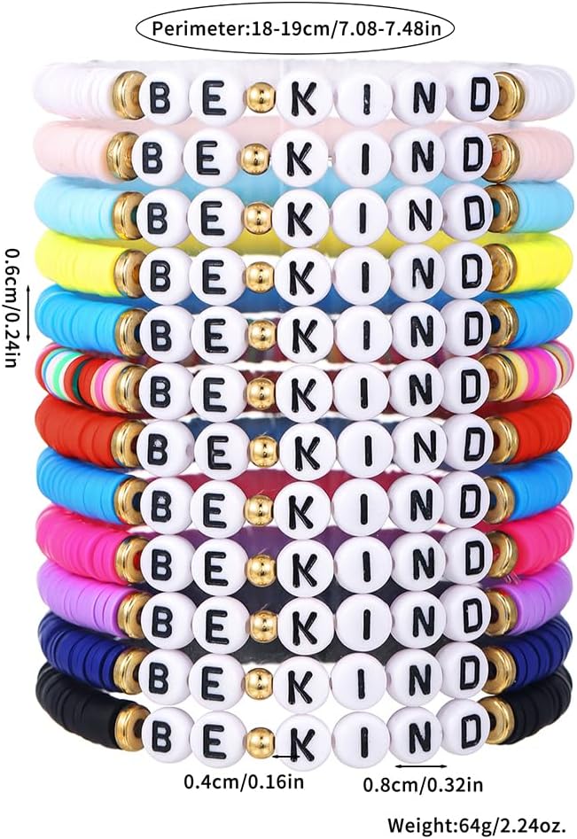 Friendship Bracelets Boho Stackable Bracelets for Women Surfer Heishi Clay Bead Bracelets Stretch Preppy Bracelets Colorful Boho Bracelets for Women