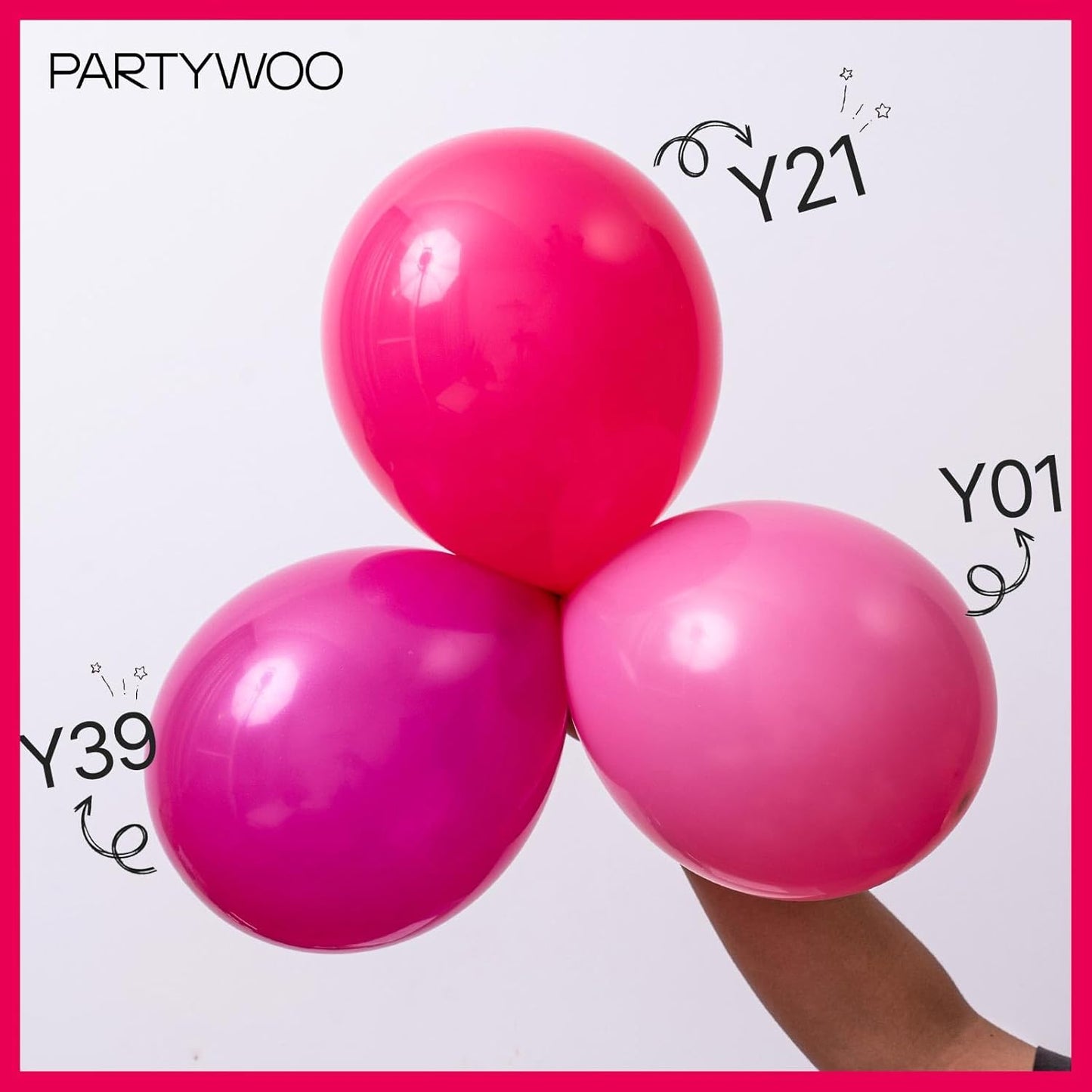 PartyWoo Hot Pink Balloons 140pcs Different Sizes of 18 12 10 5 Inch Magenta Fuchsia Dark Pink Balloon Arch Kit Garland for Bridal Baby Shower Birthday Butterfly Princess Party Decorations Pink-Y39