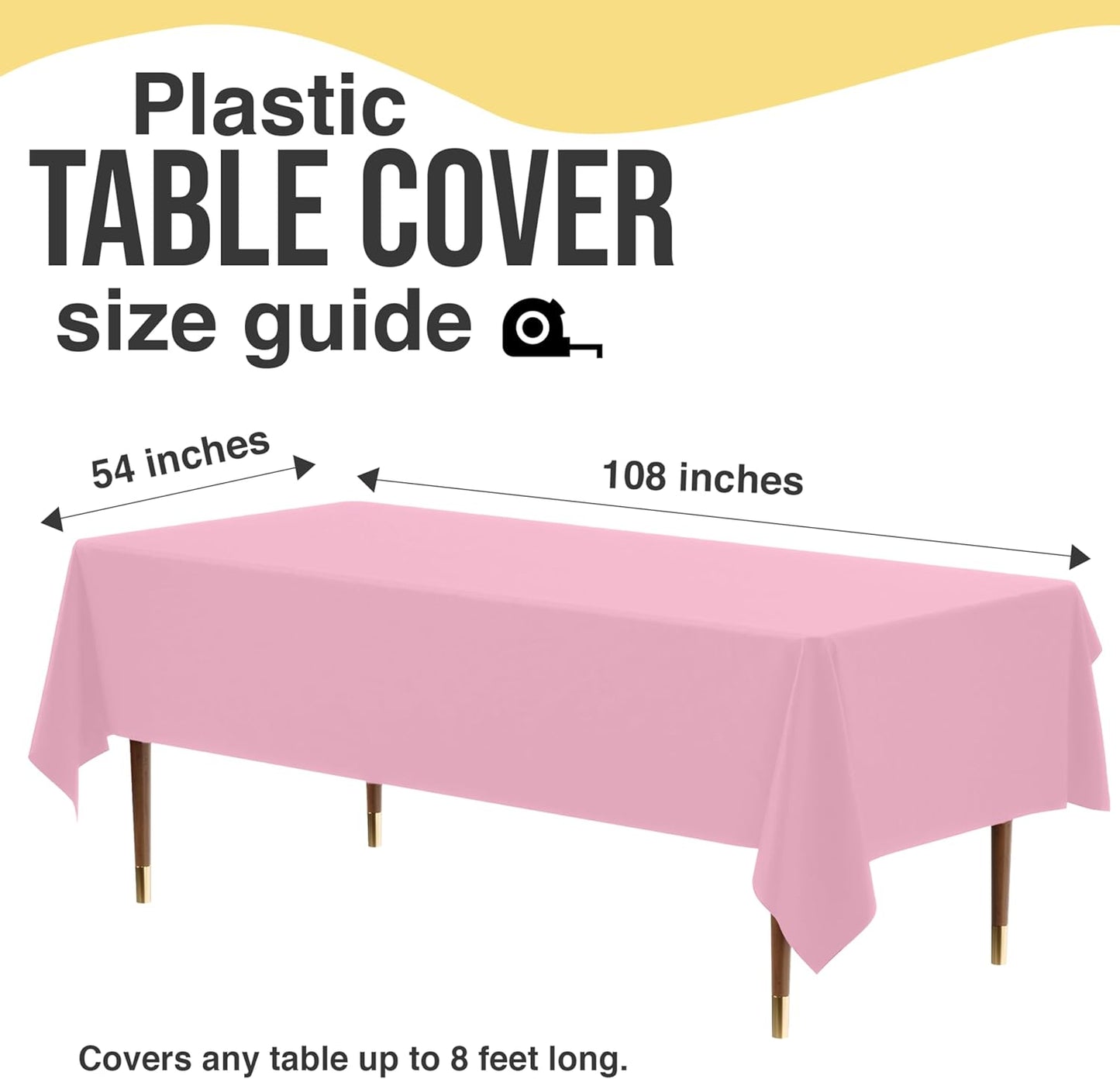 Exquisite 66% Thicker Premium Plastic Table Cloth Rectangle Table Cover 0.5 Mil 6 Pack Pink Table Cloth 54 Inch x 108 Inch Disposable Tablecloth Won't Tear Easily Like Cheap Thin Brands
