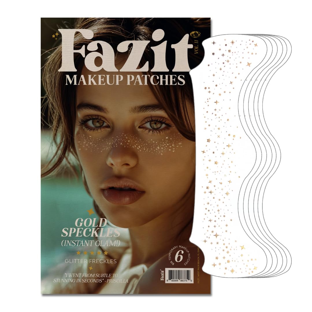Fazit Makeup Patches - Gold Speckles - Glow Up Make-Up Patches - Cute Glitter Makeup Accessories for Women - Cosmetic Glitter for Face