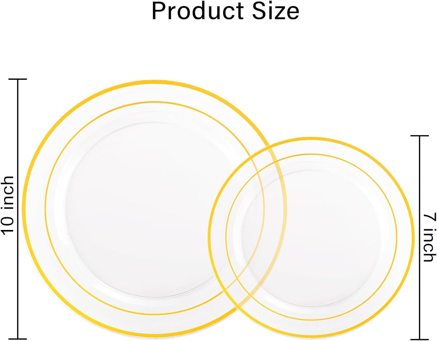 I00000 102 Pcs Clear Gold Plastic Plates - Disposable Party Plates, Gold Disposable Include 51 Dinner Plates and 51 Dessert Plates, Plastic Plates for Party, Holiday, Wedding & Birthday