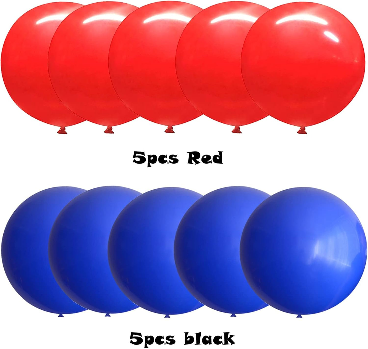 24 Inch Latex Round Balloons 10 Pack Red and Royal Blue Thick Giant Balloons for Photo Shoot Wedding Baby Shower Birthday Party Decorations by IN-JOOYAA