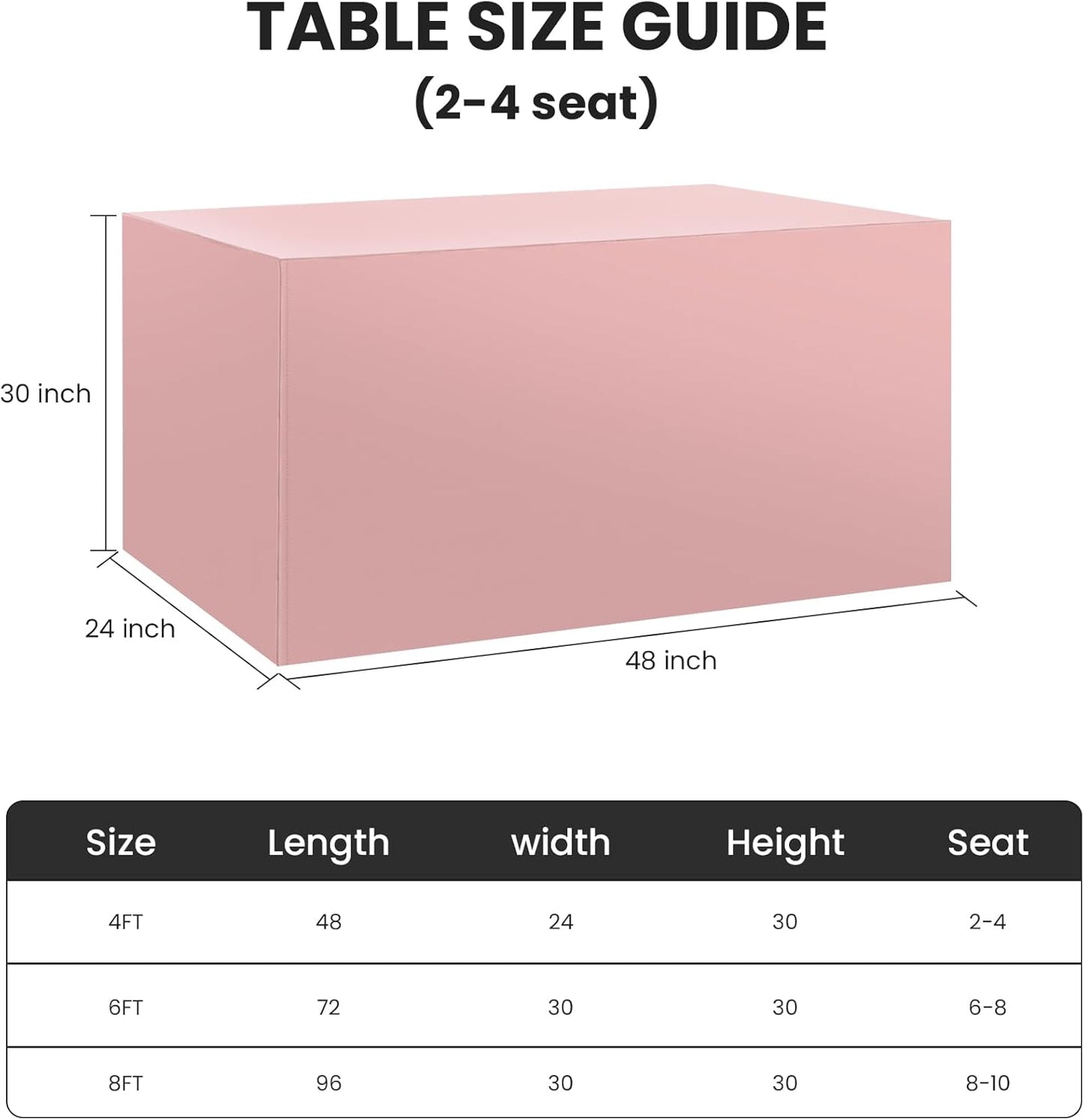 Ascoza 2 Pack Fitted Tablecloth for 4 Foot Rectangle Tables 48 x 24 Inch Dusty Pink Table Covers Water Resistant Polyester Table Cloth for Wedding, Parties,Display, Trade Show (Dusty Pink)