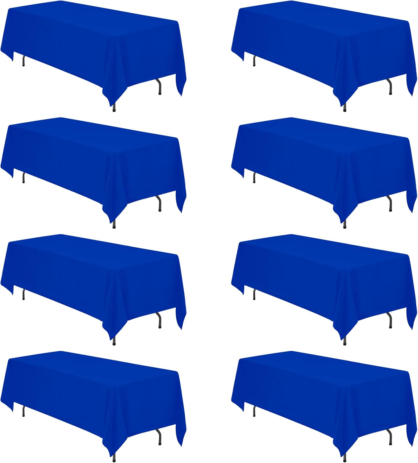 BRILLMAX 8 Pack Royal Blue Tablecloths 70 x 120 Inch for 6ft or 8ft Rectangle Tables - Rectangular Bulk Linen Polyester Fabric Washable Cloth Cover for Wedding Reception Banquet Birthday Party