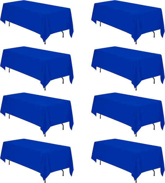BRILLMAX 8 Pack Royal Blue Tablecloths 70 x 120 Inch for 6ft or 8ft Rectangle Tables - Rectangular Bulk Linen Polyester Fabric Washable Cloth Cover for Wedding Reception Banquet Birthday Party