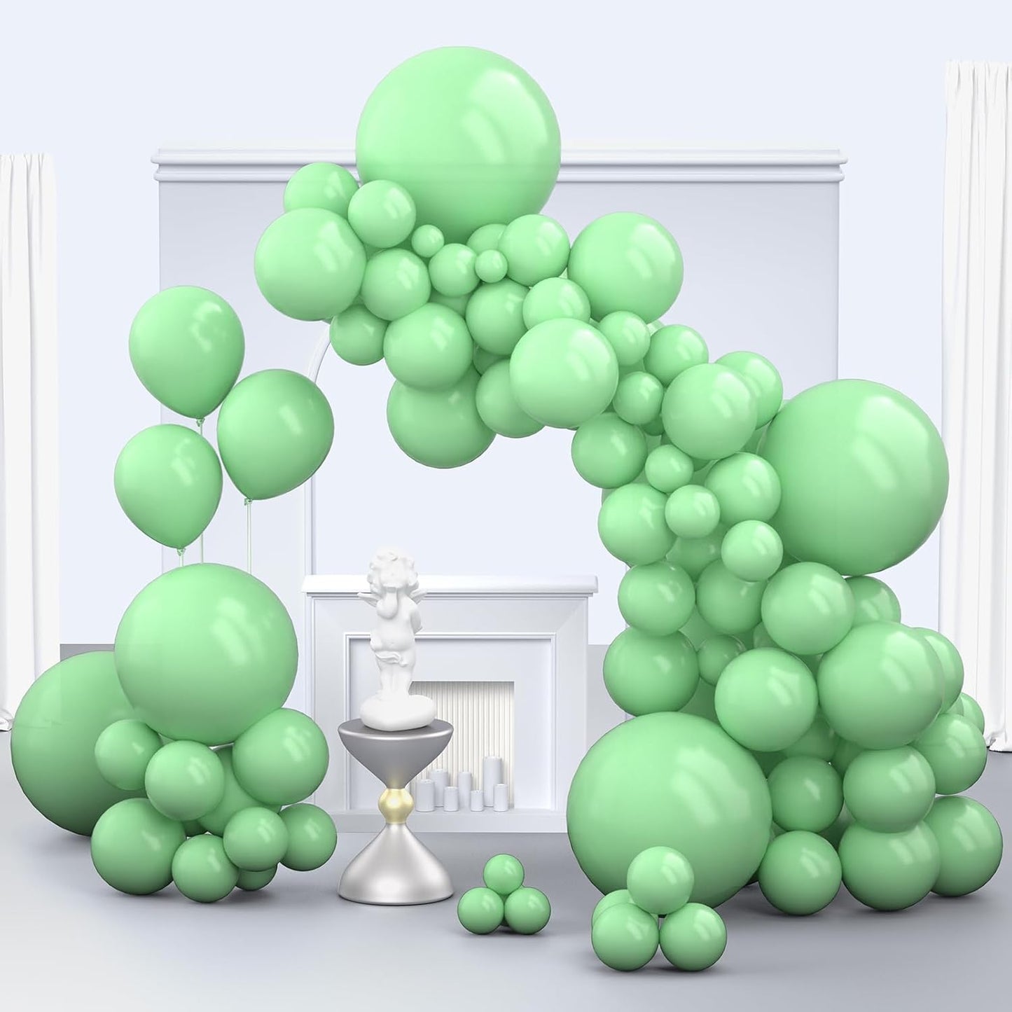 Pastel Makani Green Balloons, 150 pcs Different Sizes Pack of 18 Inch 12 Inch 10 Inch 5 Inch Mint Green Balloons for Balloon Garland Balloon Arch as Birthday Party Wedding Decorations