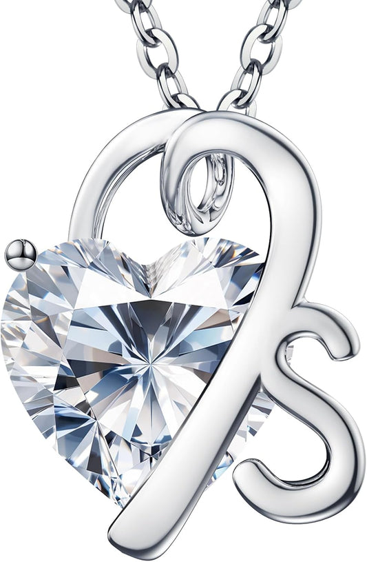 ForeverLove Heart Necklaces for Women, 4-2 Carats Heartshap Moissanite, Silver Pendant Jewelry, Anniversary Birthday Gifts for Wife, Girlfriend, Daughter, Mom