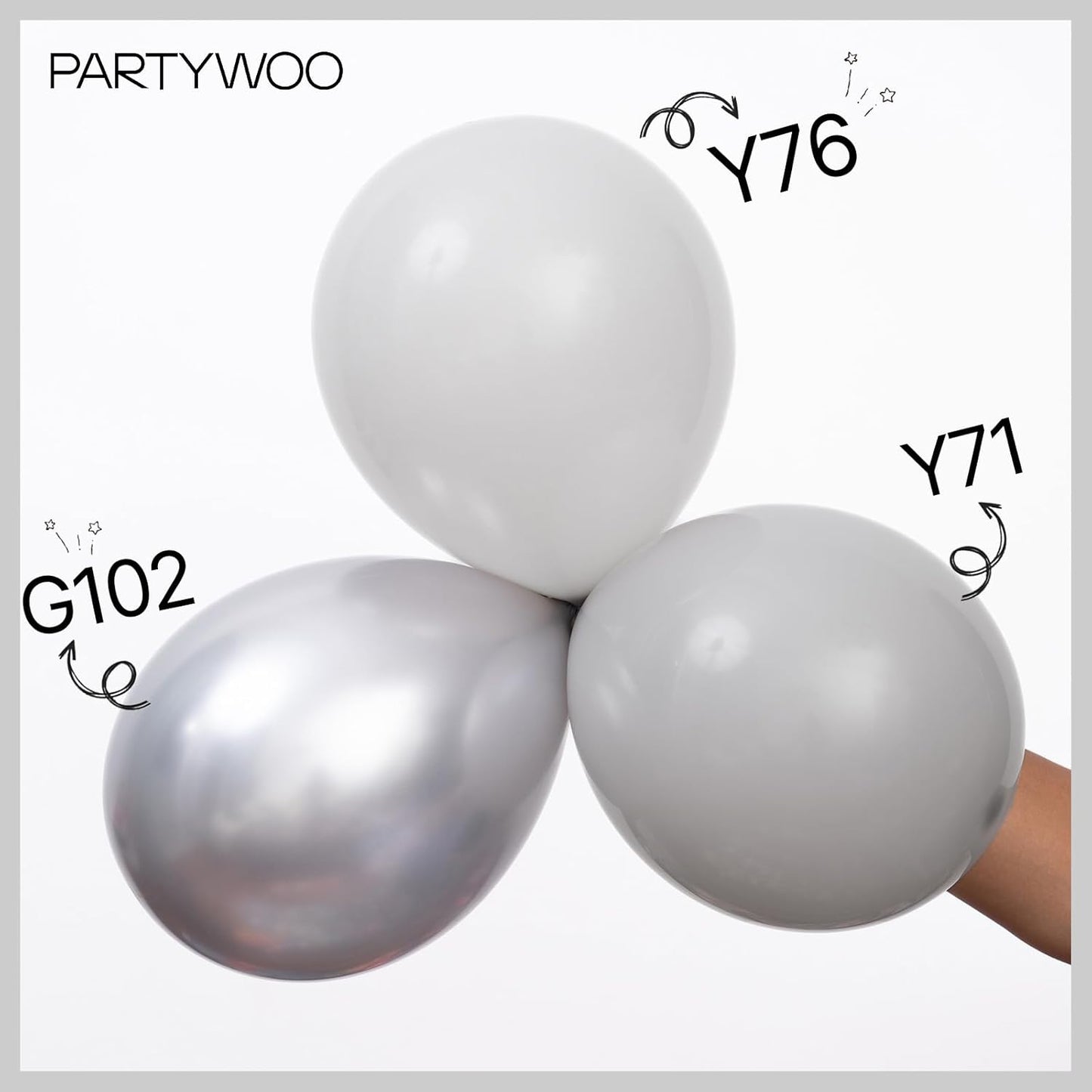 PartyWoo Gray Balloons 50 pcs 12 Inch Pastel Gray Latex Balloons for Graduation Wedding Baby Shower Bridal Shower Gender Reveal Anniversary Birthday Party Decorations Gray-Y76