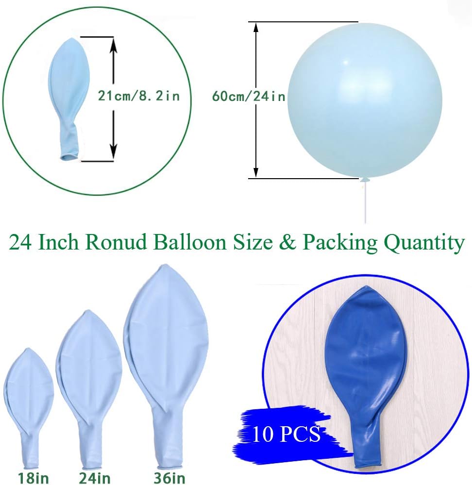 24 Inch Latex Round Balloons 10 Pack Royal Blue Thick Giant Balloons for Photo Shoot Wedding Baby Shower Birthday Party Decorations by IN-JOOYAA
