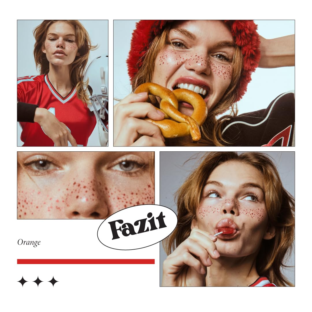 Fazit Makeup Patches - Red Speckles - Glow Up Make-Up Patches - Cute Glitter Makeup Accessories for Women - Cosmetic Glitter for Face