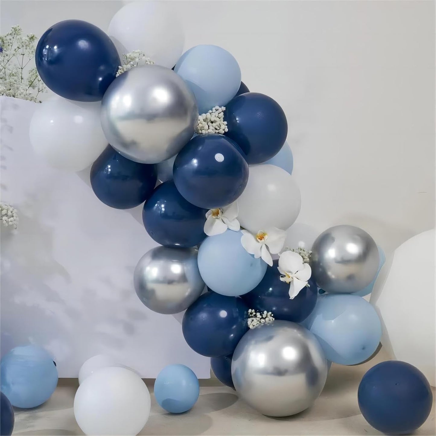 100pcs Navy Blue Balloons, Helium Quality 12 inch Dark Blue Latex Party Balloons for Birthday, Graduation, Christmas, Father's Day Party Decor (66ft Ribbons)