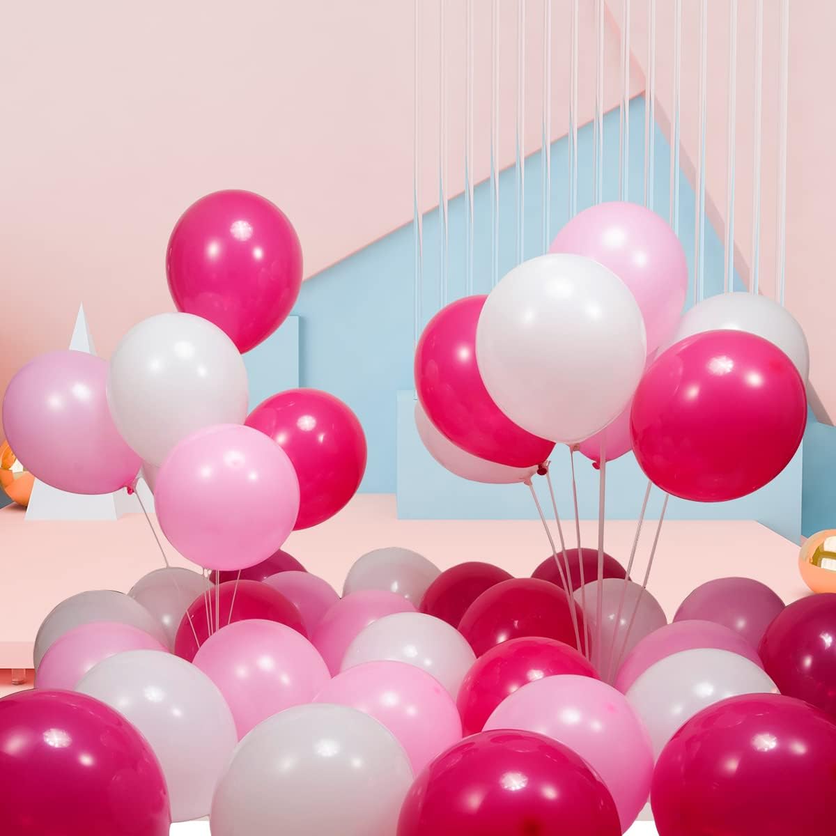 300 Pack Pink and White Balloons 12 inch White Hot Pink Latex Party Balloon Bulk for Various Party Events Decorations