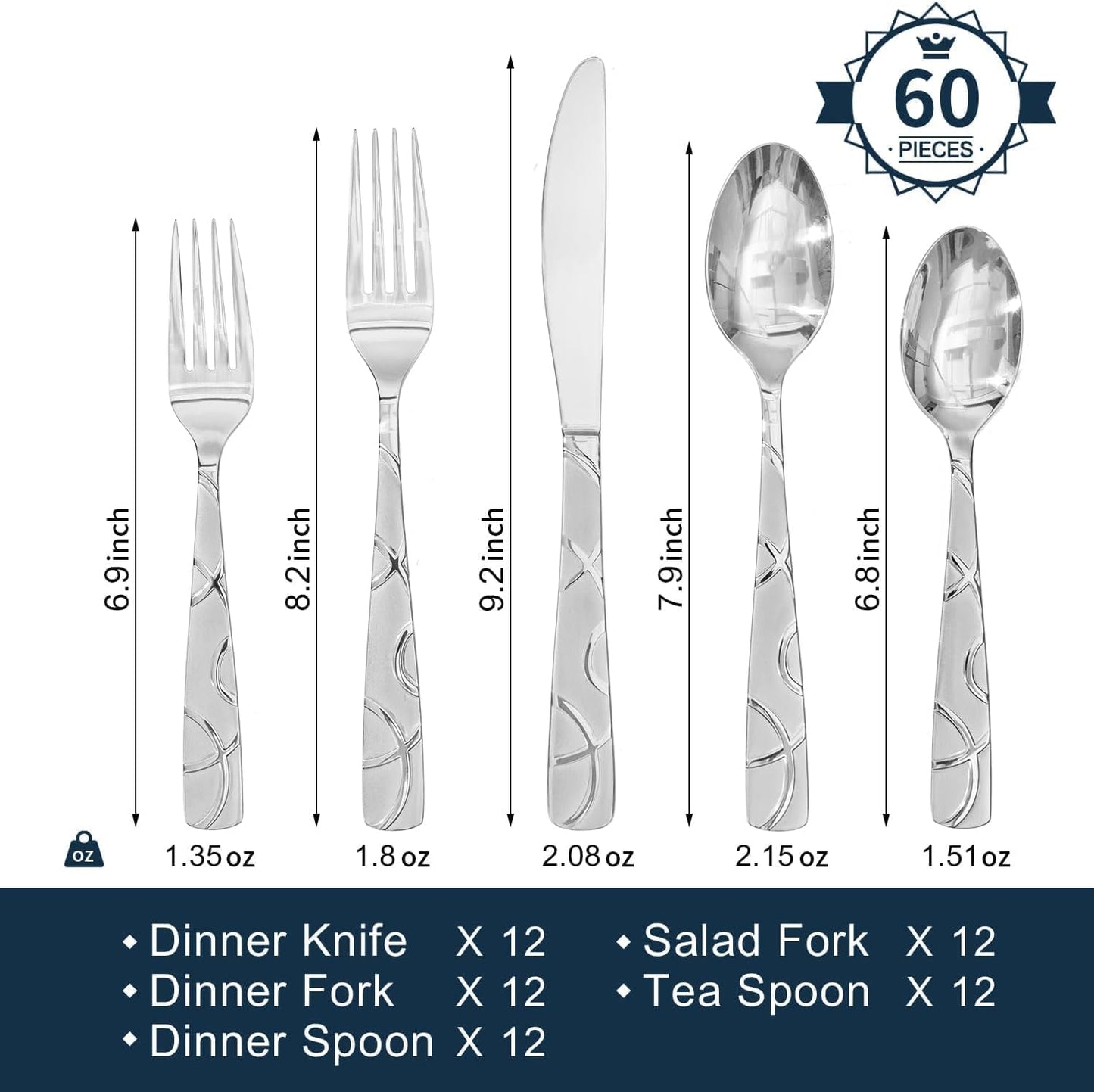 HIKAA Gift Wrap Silverware Set Stainless Steel Flatware Set for Gift, Cutlery Set for Present (60, Flower)