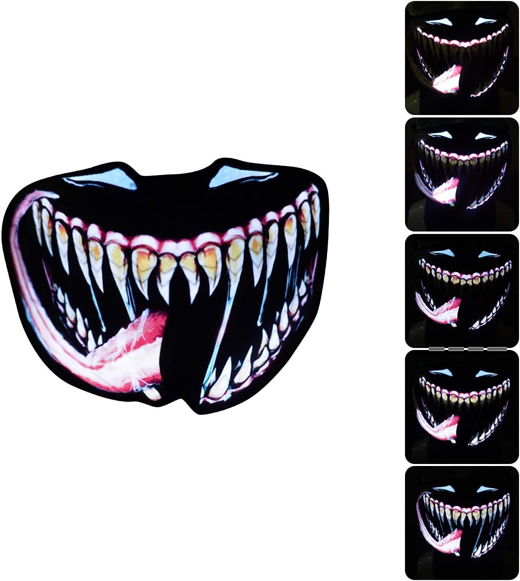 LED Halloween Mask Sound Reactive Light Up Mask Scary Masks for Costumes Cosplay,Music Party,Rave Events, EDC