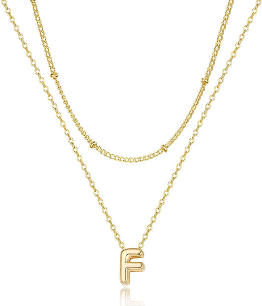 Bubble Letter Necklace Layered Initial Necklaces for Women Dainty Cute Choker Pendant Stack Jewelry Teen Gift Trendy Stuff