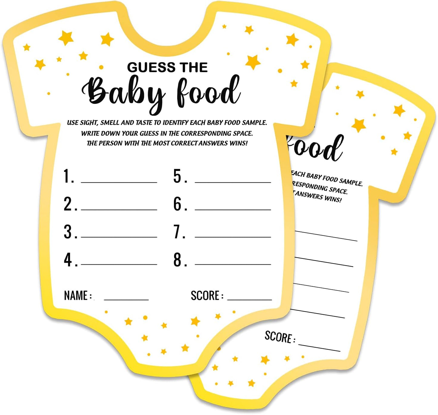 Baby Shower Game - Guess The Baby Food, Set of 30 Cards, Gender Reveal & Party Activities