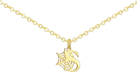 Halloween Necklace Halloween Gifts for Women Initial Necklace with Spider Web for Teen Girl Adjustable Dainty Gold Letter Necklaces for Her Girlfriend Daughter Halloweens Birthday Gift Basket Jewelry Decorations